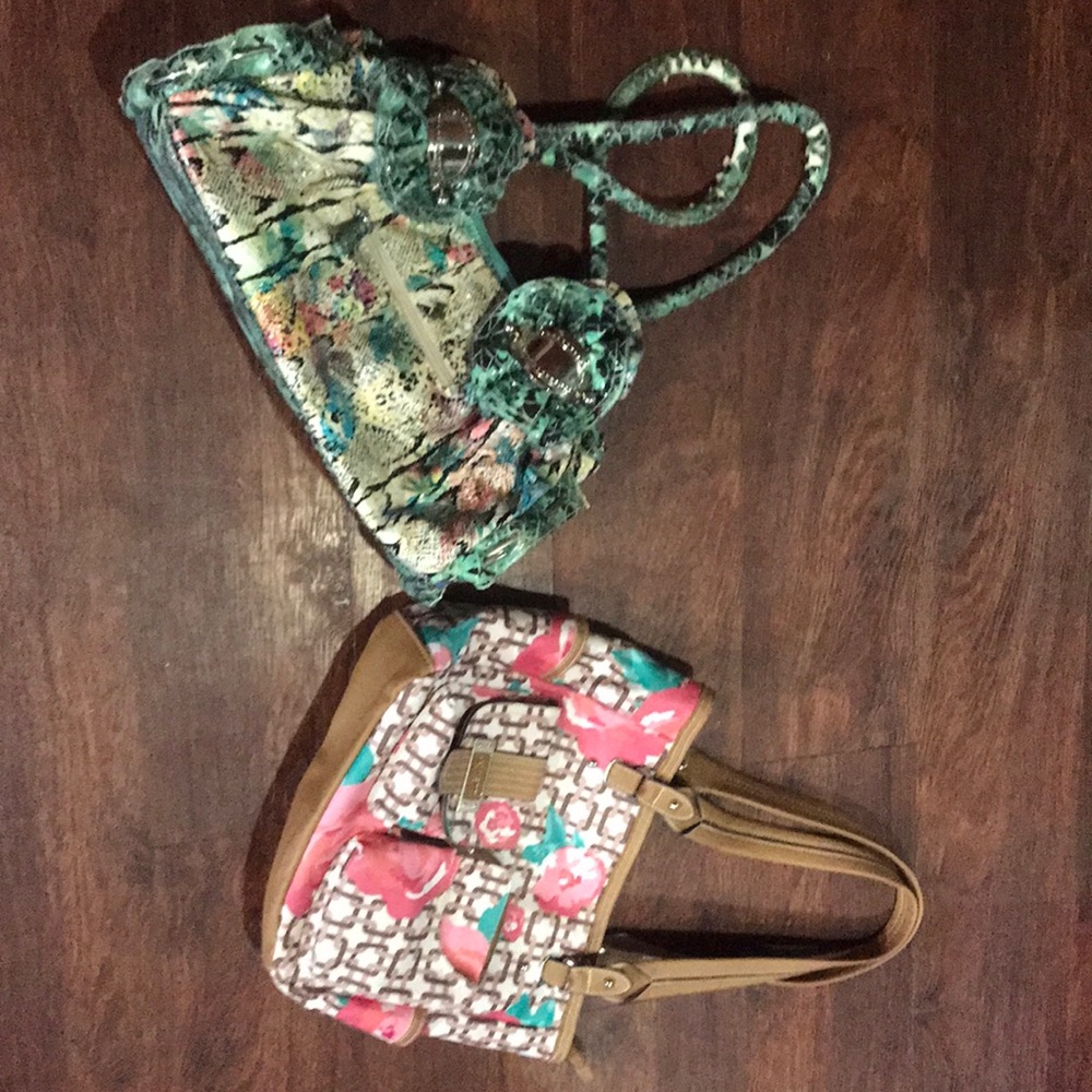2 fluorescent purses.